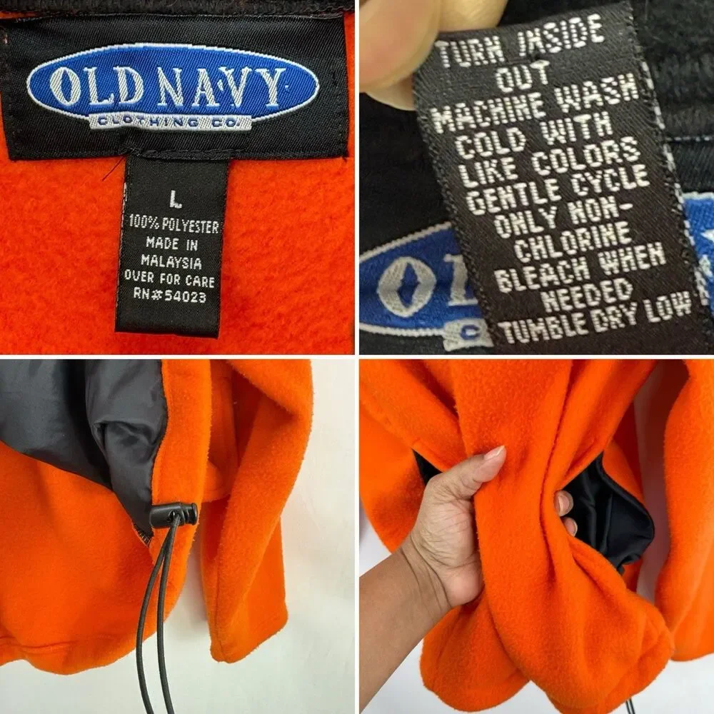 Old Navy Vintage Y2K Fleece Quarter Zip Orange Unisex Size L